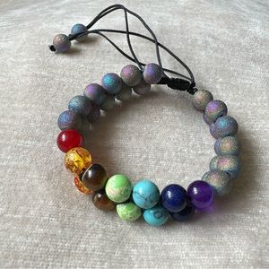 Fashion Jewelry Pull String  Bracelet With Multi Color Natural Stones NWOT